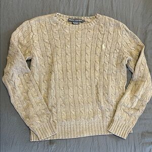Ralph Lauren Cable Knit Crewneck Sweater in Grey